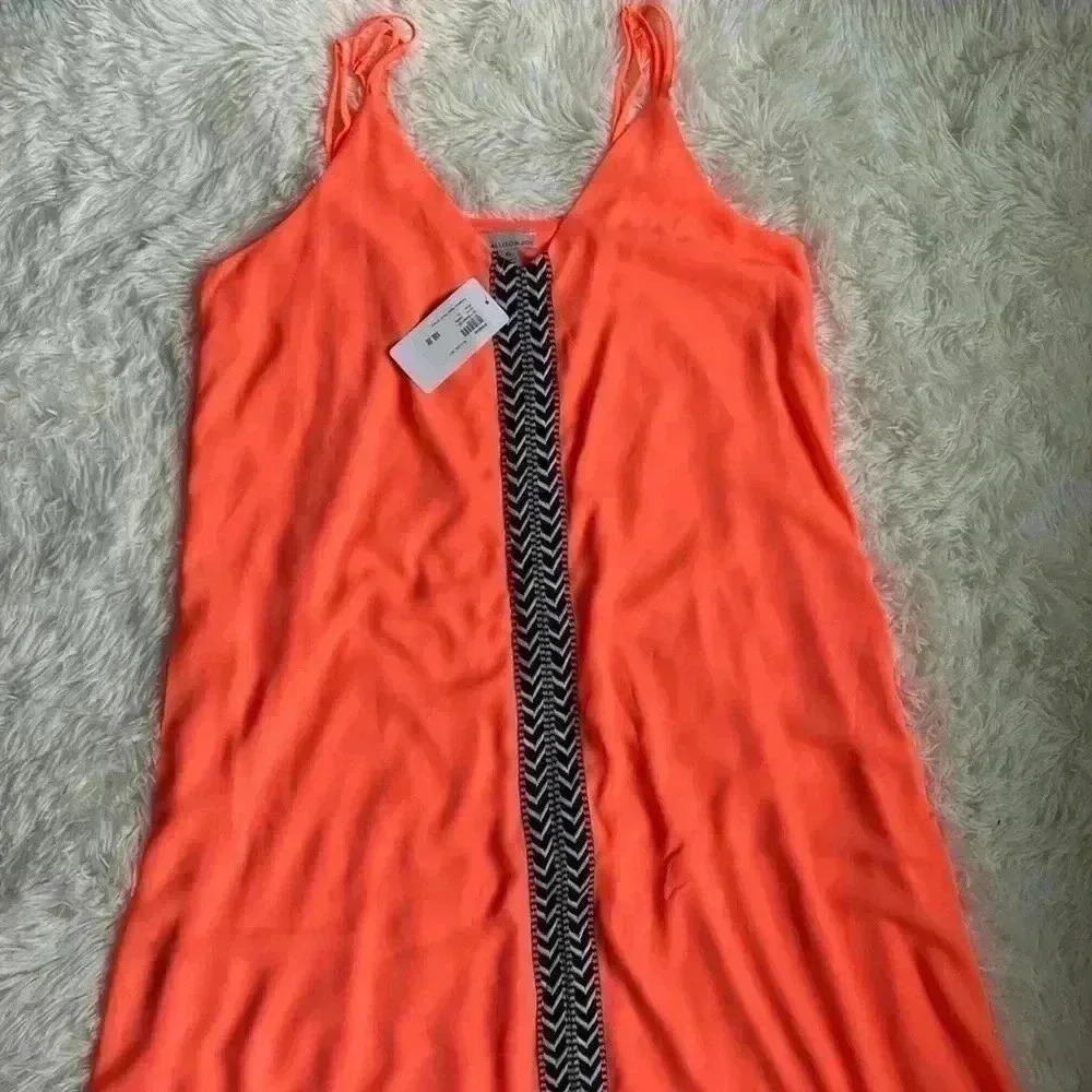 Alyson Joy size extra large neon orange/pink maxi dress. Chevron detail. NWT